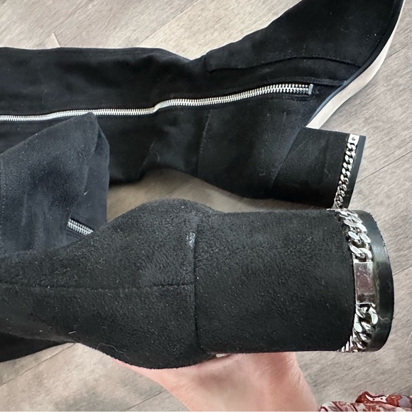 Steve Madden over the knee boots block heel almond, black synthetic suede 7,5 - Picture 5 of 8